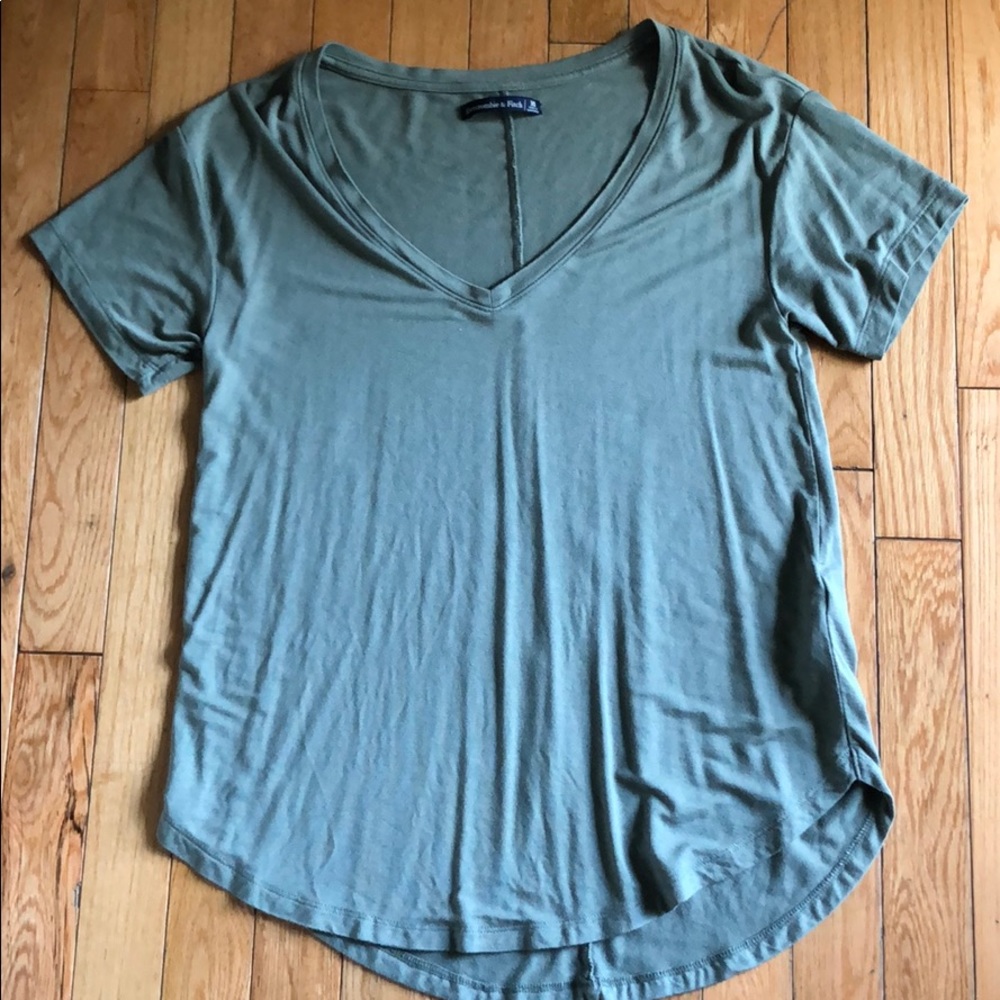 Abercrombie & Fitch Basic V-neck Tee Sage Green
